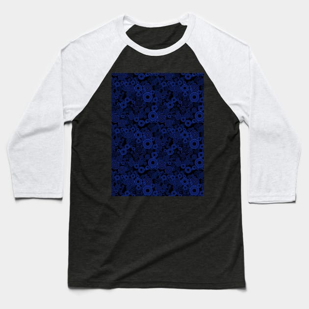 Blue and Black Spiral Pattern Baseball T-Shirt by Design_Lawrence